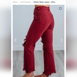 Risen Jeans in Wine Red